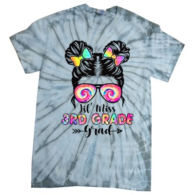 Lil' Miss 3rd Grade Grad Graduation Messy Bun Tie-Dye T-Shirt