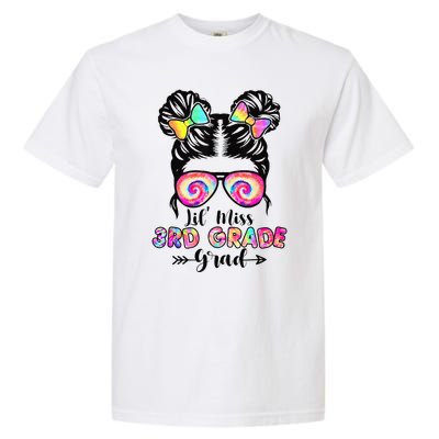 Lil' Miss 3rd Grade Grad Graduation Messy Bun Garment-Dyed Heavyweight T-Shirt