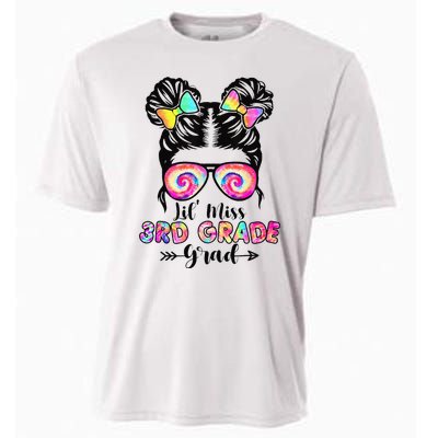 Lil' Miss 3rd Grade Grad Graduation Messy Bun Cooling Performance Crew T-Shirt