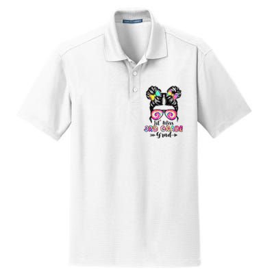 Lil' Miss 3rd Grade Grad Graduation Messy Bun Dry Zone Grid Polo