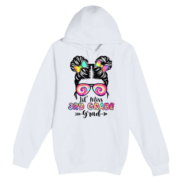 Lil' Miss 3rd Grade Grad Graduation Messy Bun Premium Pullover Hoodie