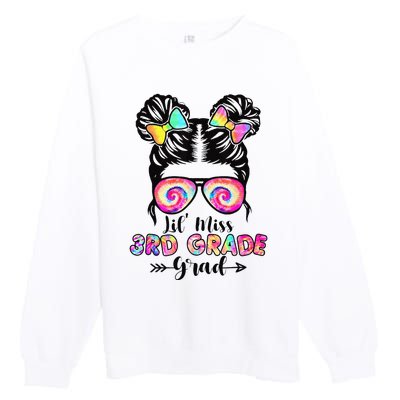 Lil' Miss 3rd Grade Grad Graduation Messy Bun Premium Crewneck Sweatshirt