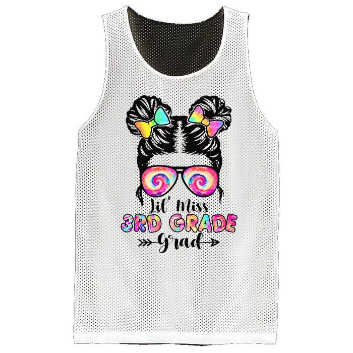 Lil' Miss 3rd Grade Grad Graduation Messy Bun Mesh Reversible Basketball Jersey Tank