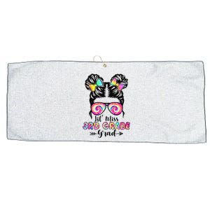 Lil' Miss 3rd Grade Grad Graduation Messy Bun Large Microfiber Waffle Golf Towel