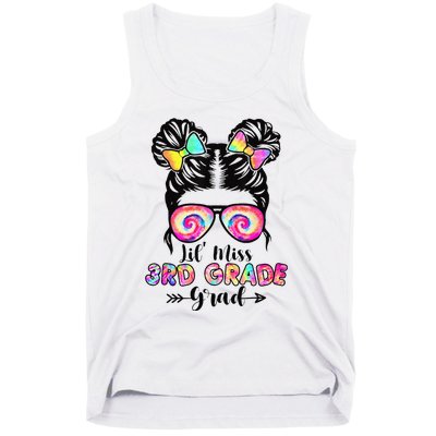 Lil' Miss 3rd Grade Grad Graduation Messy Bun Tank Top