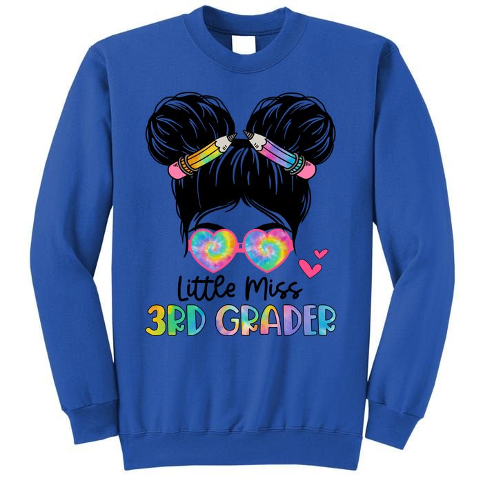 Little Miss 4Th Grader Messy Bun Tie Dye Fourth Grade Great Gift Sweatshirt