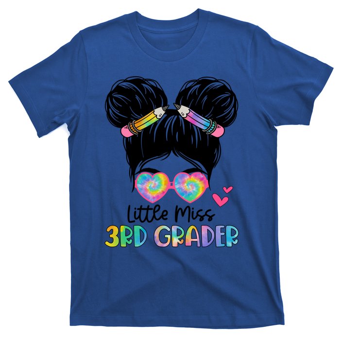 Little Miss 4Th Grader Messy Bun Tie Dye Fourth Grade Great Gift T-Shirt