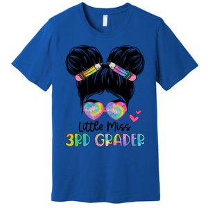 Little Miss 4Th Grader Messy Bun Tie Dye Fourth Grade Great Gift Premium T-Shirt