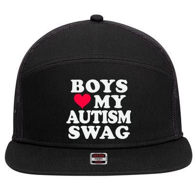 Love My Autism Swag Funny Autistic Awareness Idea Great Gift 7 Panel Mesh Trucker Snapback Hat