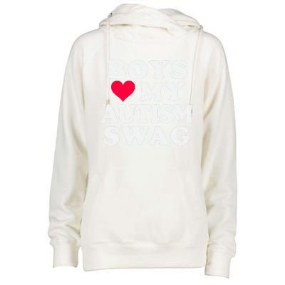 Love My Autism Swag Funny Autistic Awareness Idea Great Gift Womens Funnel Neck Pullover Hood