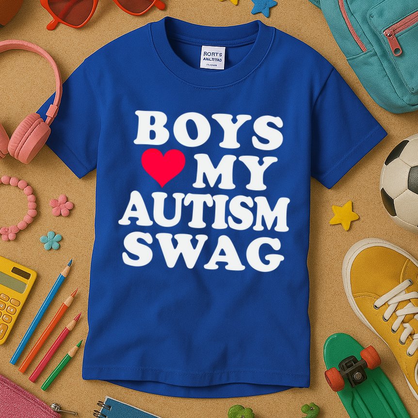 Love My Autism Swag Funny Autistic Awareness Idea Great Gift Kids T-Shirt
