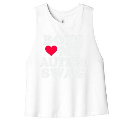 Love My Autism Swag Funny Autistic Awareness Idea Great Gift Women's Racerback Cropped Tank