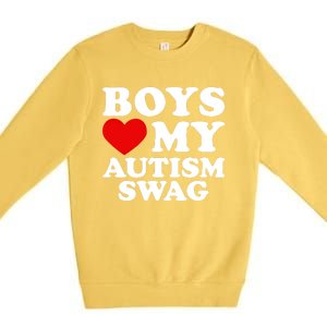 Love My Autism Swag Gift Funny Heart Autism Awareness Gift Premium Crewneck Sweatshirt