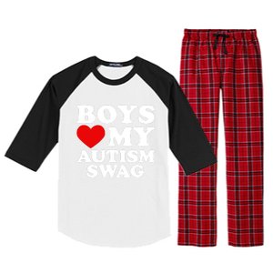 Love My Autism Swag Gift Funny Heart Autism Awareness Gift Raglan Sleeve Pajama Set