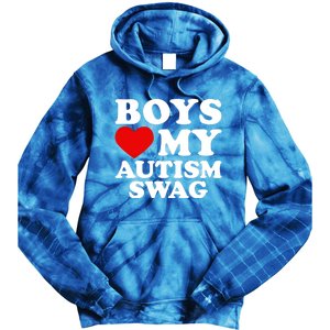 Love My Autism Swag Gift Funny Heart Autism Awareness Gift Tie Dye Hoodie