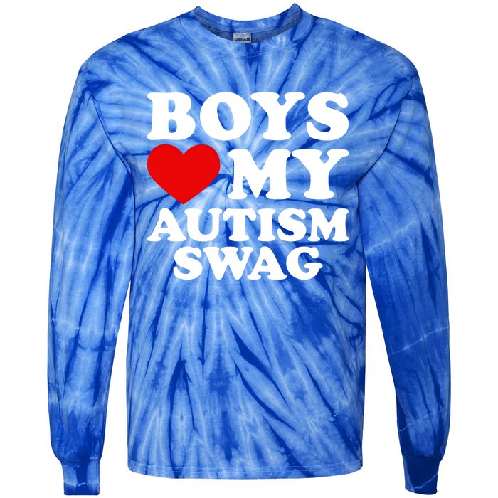 Love My Autism Swag Gift Funny Heart Autism Awareness Gift Tie-Dye Long Sleeve Shirt