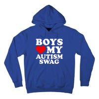 Love My Autism Swag Gift Funny Heart Autism Awareness Gift Tall Hoodie