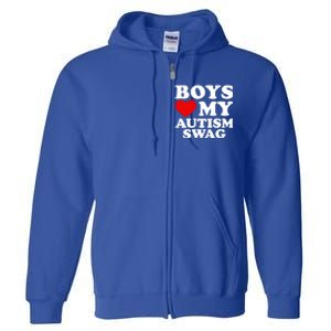 Love My Autism Swag Gift Funny Heart Autism Awareness Gift Full Zip Hoodie