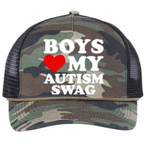 Love My Autism Swag Gift Funny Heart Autism Awareness Gift Retro Rope Trucker Hat Cap