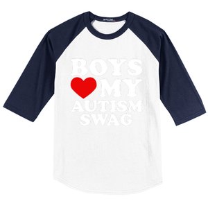 Love My Autism Swag Gift Funny Heart Autism Awareness Gift Baseball Sleeve Shirt