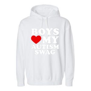 Love My Autism Swag Gift Funny Heart Autism Awareness Gift Garment-Dyed Fleece Hoodie