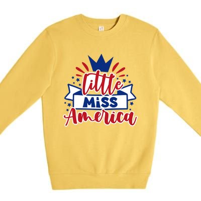 Little Miss America Illustration Novelty Graphic Designs Gift Premium Crewneck Sweatshirt