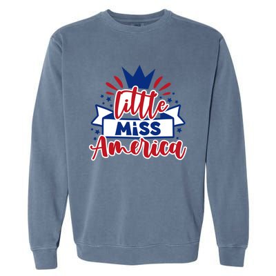 Little Miss America Illustration Novelty Graphic Designs Gift Garment-Dyed Sweatshirt