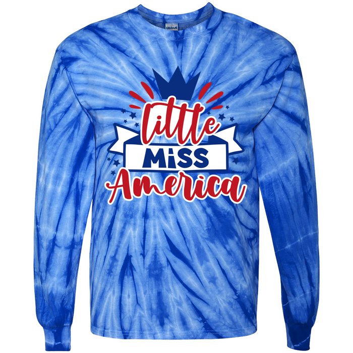 Little Miss America Illustration Novelty Graphic Designs Gift Tie-Dye Long Sleeve Shirt