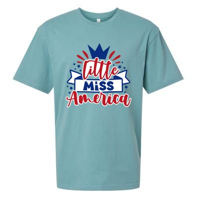 Little Miss America Illustration Novelty Graphic Designs Gift Sueded Cloud Jersey T-Shirt