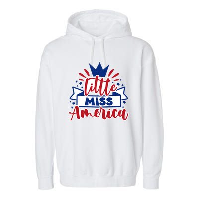 Little Miss America Illustration Novelty Graphic Designs Gift Garment-Dyed Fleece Hoodie