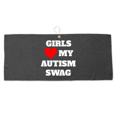 Love My Autism Swag Funny Heart Autism Awareness Large Microfiber Waffle Golf Towel