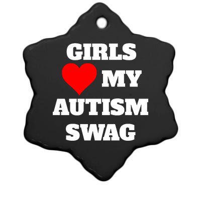 Love My Autism Swag Funny Heart Autism Awareness Ceramic Star Ornament