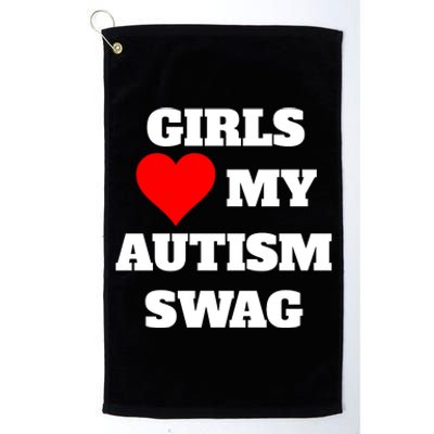 Love My Autism Swag Funny Heart Autism Awareness Platinum Collection Golf Towel