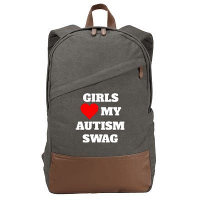 Love My Autism Swag Funny Heart Autism Awareness Cotton Canvas Backpack