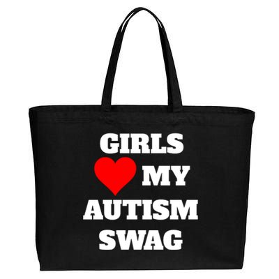 Love My Autism Swag Funny Heart Autism Awareness Cotton Canvas Jumbo Tote