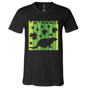 Lucky Mongoose Animal St Patrick's Day Irish Gift V-Neck T-Shirt