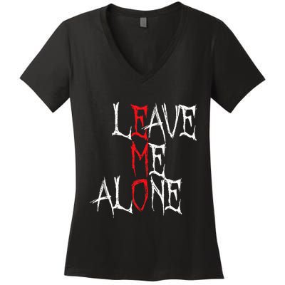 Leave Me Alone Emo Clothes Emocore Emo Music Fan Emo Women's V-Neck T-Shirt