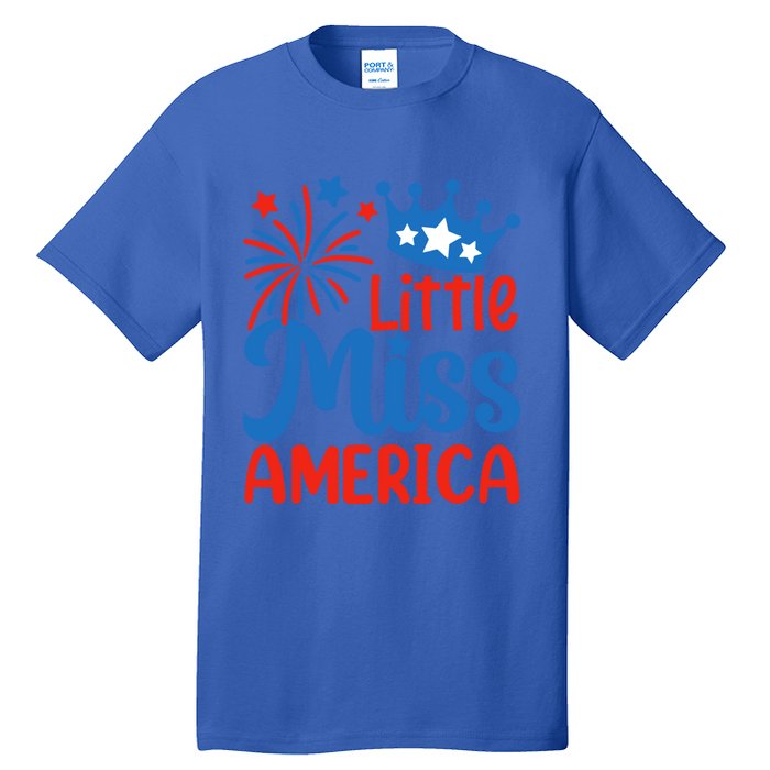 Little Miss America Gift Funny 4th Of July Fireworks Gift Tall T-Shirt