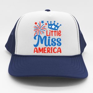 Little Miss America Gift Funny 4th Of July Fireworks Gift Trucker Hat