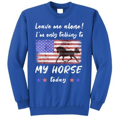 Leave Me Alone IM Talking To My Horse American Flag Meaningful Gift Sweatshirt