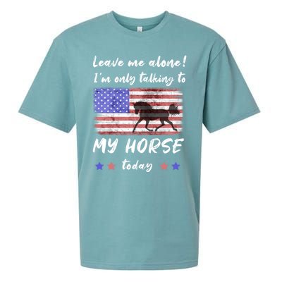 Leave Me Alone IM Talking To My Horse American Flag Meaningful Gift Sueded Cloud Jersey T-Shirt