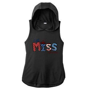 Little Miss America Gift American 4th Of July Graphic Meaningful Gift Ladies PosiCharge Tri-Blend Wicking Draft Hoodie Tank