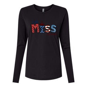 Little Miss America Gift American 4th Of July Graphic Meaningful Gift Womens Cotton Relaxed Long Sleeve T-Shirt