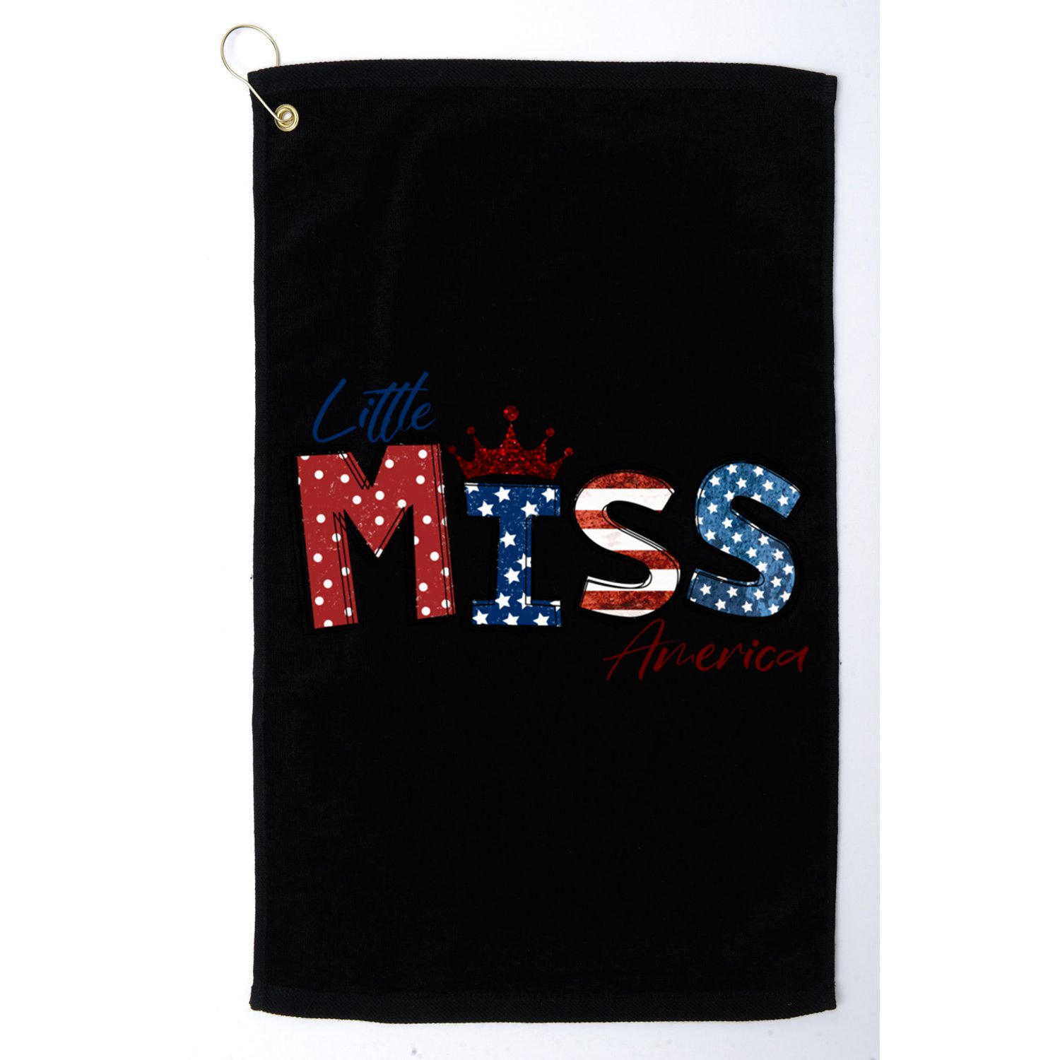Little Miss America Gift American 4th Of July Graphic Meaningful Gift Golf Towel