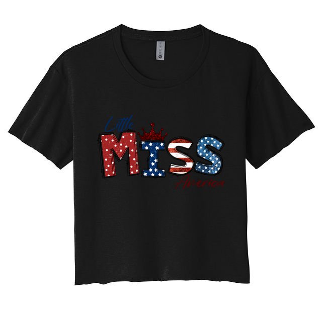 Little Miss America Gift American 4th Of July Graphic Meaningful Gift Crop Top