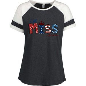 Little Miss America Gift American 4th Of July Graphic Meaningful Gift Enza Ladies Jersey Colorblock Tee