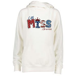 Little Miss America Gift American 4th Of July Graphic Meaningful Gift Womens Funnel Neck Pullover Hood