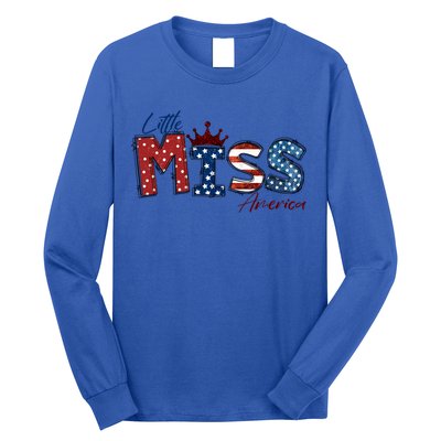 Little Miss America Gift American 4th Of July Graphic Meaningful Gift Long Sleeve Shirt