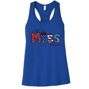 Little Miss America Gift American 4th Of July Graphic Meaningful Gift Women's Racerback Tank