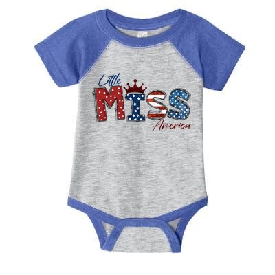 Little Miss America Gift American 4th Of July Graphic Meaningful Gift Infant Baby Jersey Bodysuit